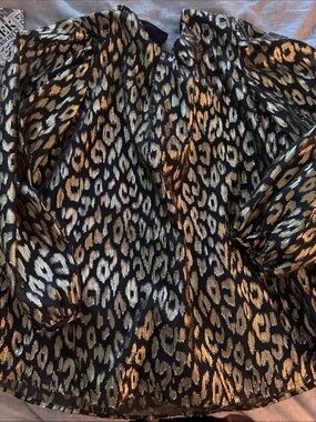 Calvin Klein Black Skirt with Metallic Gold and Silver Leopard